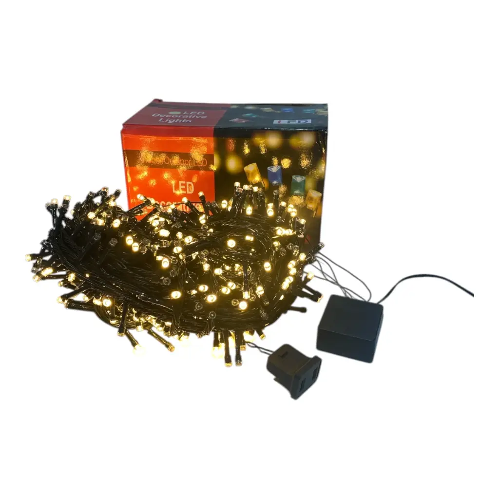 LUCES NAVIDEÑAS CALIDA 600LED 24METROS EM-3505 DOBLE CONECTOR
