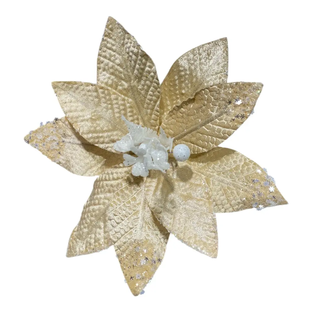 FLOR NAVIDEÑA 27CM BEIGE TERCIOPELO 