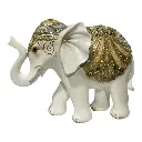 ELEFANTE DECOR POLIRESINA BLANCO/CAFE 33X13X27CM