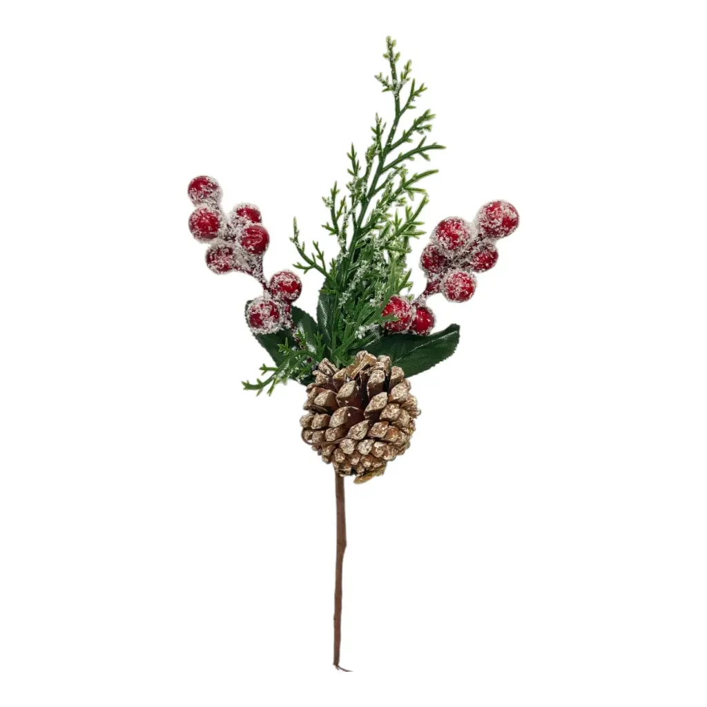 RAMA NAVIDEÑA CEREZA NEVADA CON PIÑA 25CM