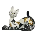 GATO DECOR POLIRESINA BLANCO/NEGRO DORADO 20X6X14CM