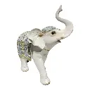 ELEFANTE POLIRESINA CELESTE/BLANCO 28X14X30CM