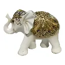 ELEFANTE POLIRESINA BLANCO/CAFE 17X7X13CM