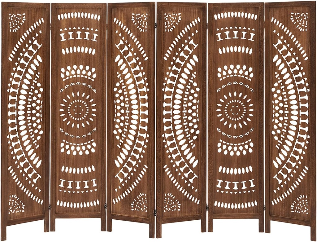 BIOMBO DE MADERA CAFE TROQUELADO 240X170CM 