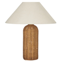 LAMPARA DE MESA TEJIDA CON MIMBRE COLOR CAFE/BEIGE 35X56CM