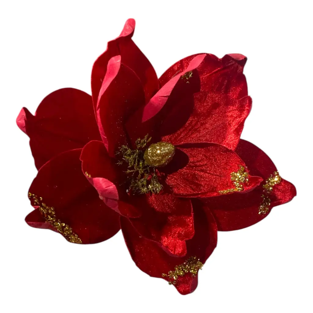 FLOR NAVIDEÑA 28CM ROJA TERCIOPELO