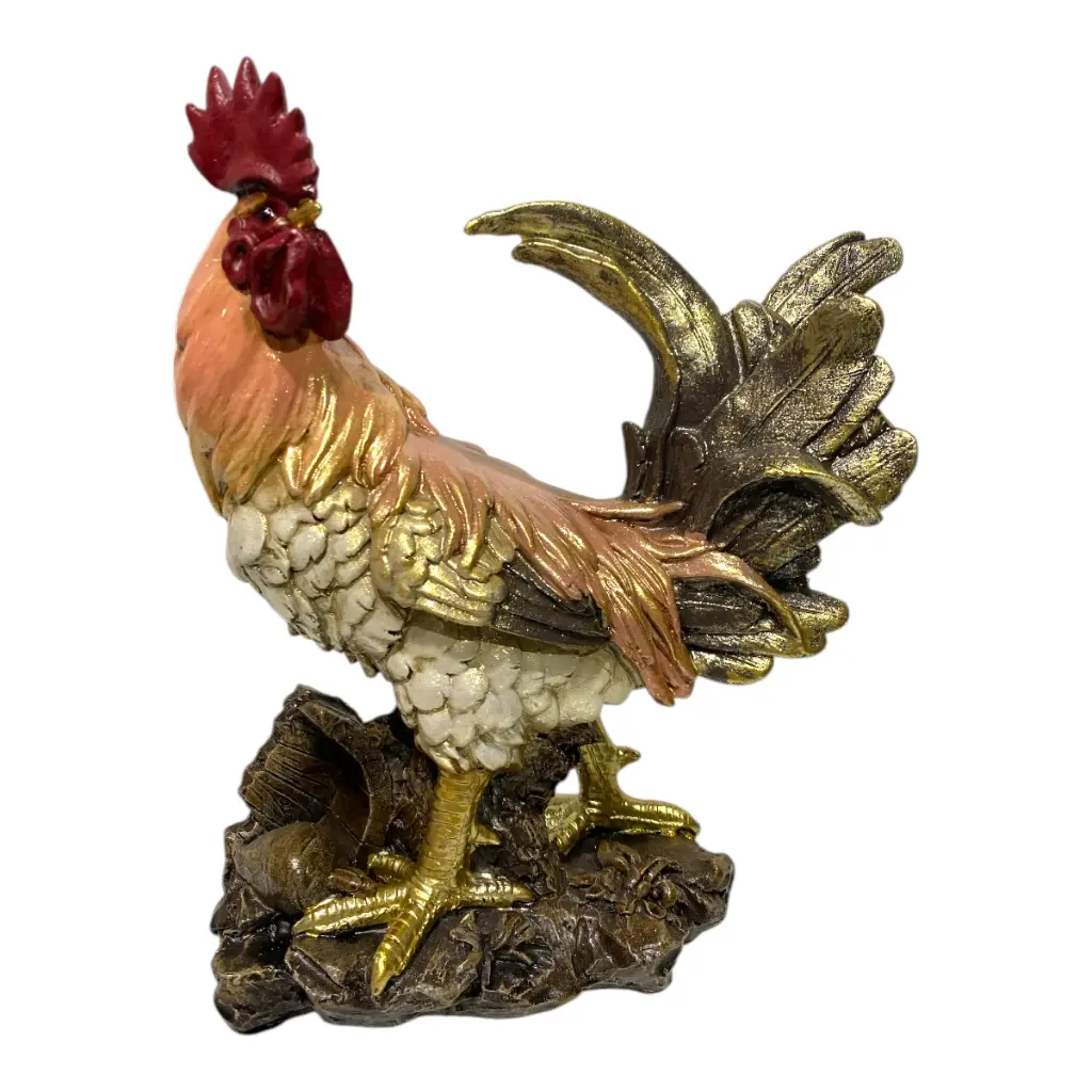 GALLO POLIRESINA DORADO 22X9X28CM