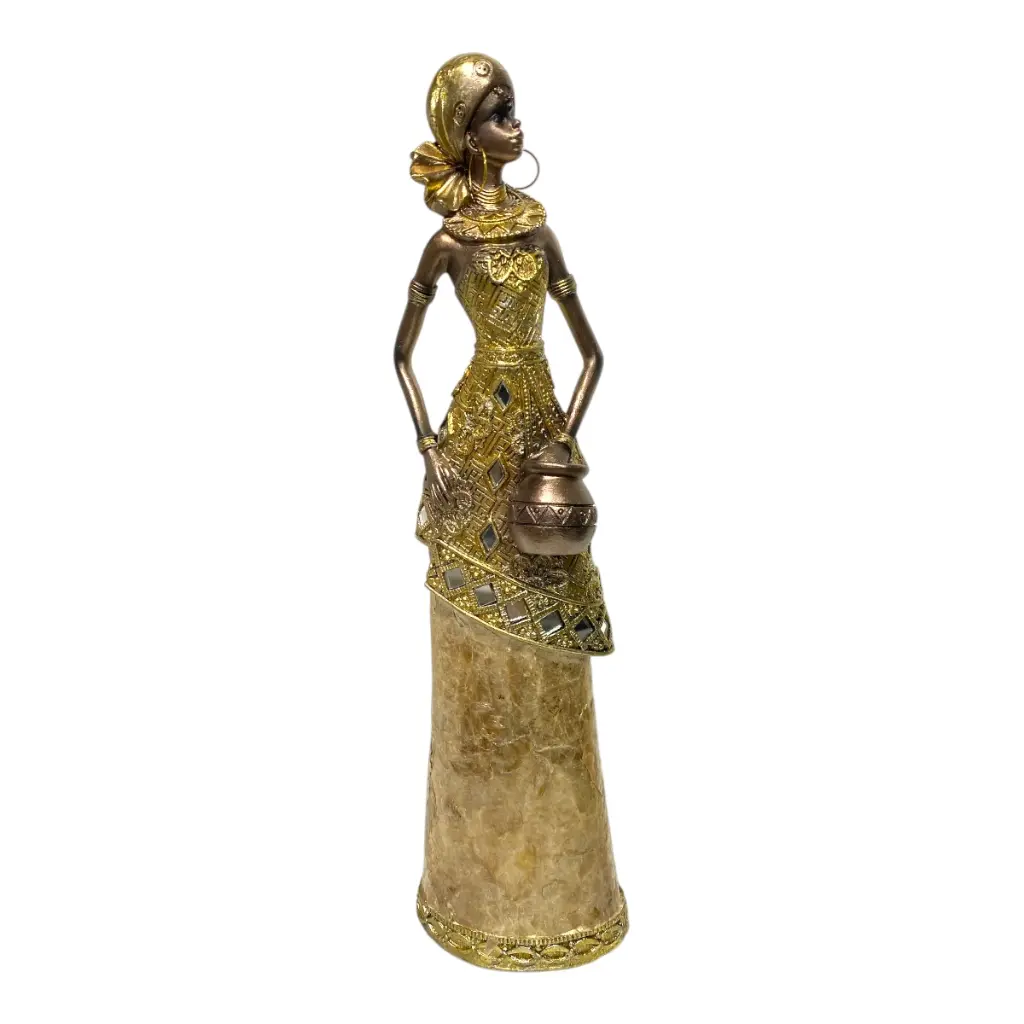 AFRICANA DECOR DORADA/BEIGE POLIRESINA 9X6X32CM