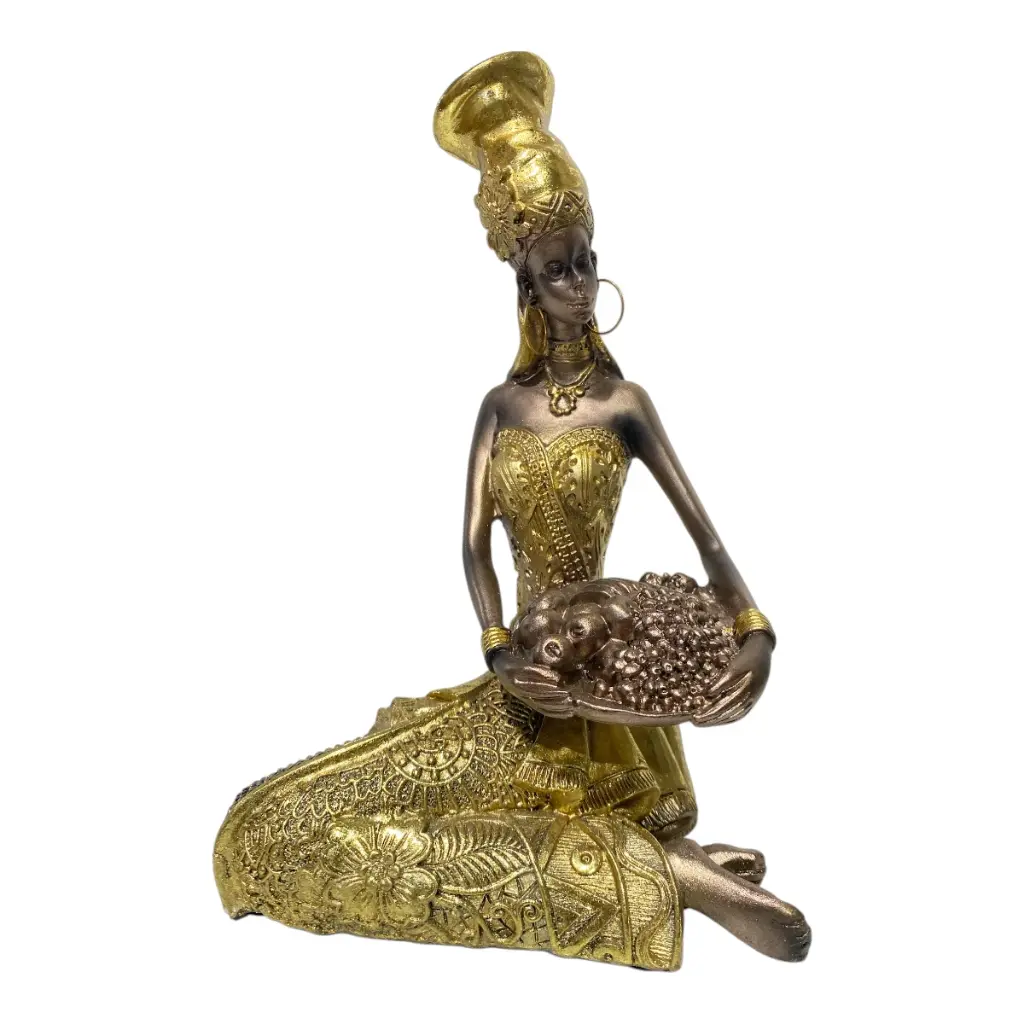 AFRICANA DECOR DORADA POLIRESINA 14X11X21CM