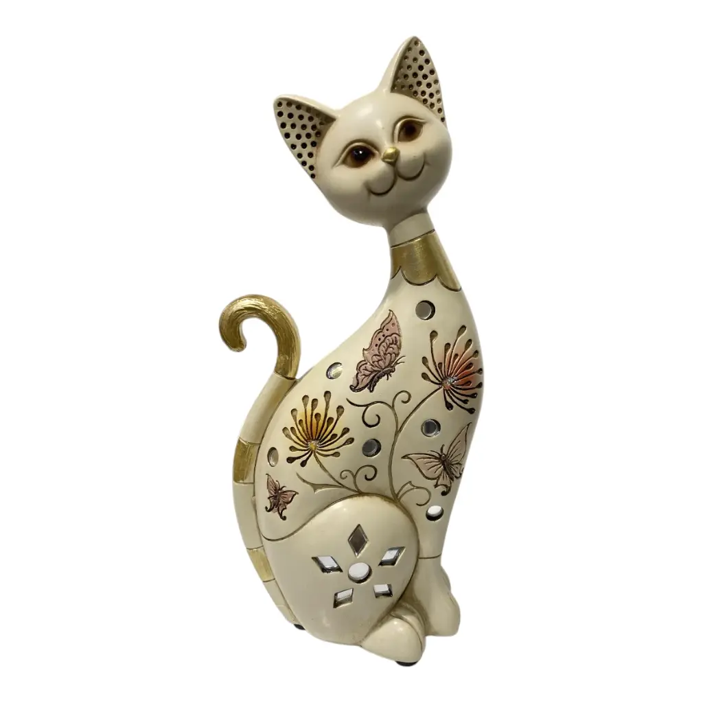 GATO MOCCA/DORADO POLIRESINA 11X6X23CM