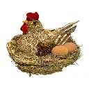 GALLINA DECOR DE PAJA CON NIDO/HUEVOS 28X25X20CM