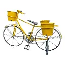 BICICLETA DECOR METALICA PORTA MACETAS AMARILLA 82X41X55CM