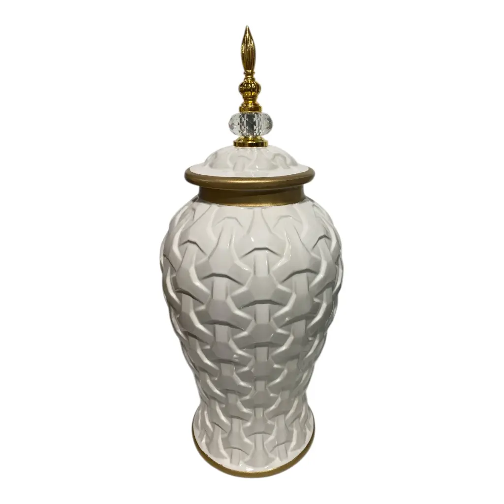 TIBOR BLANCO/DORADO DE PORCELANA 18X45CM 