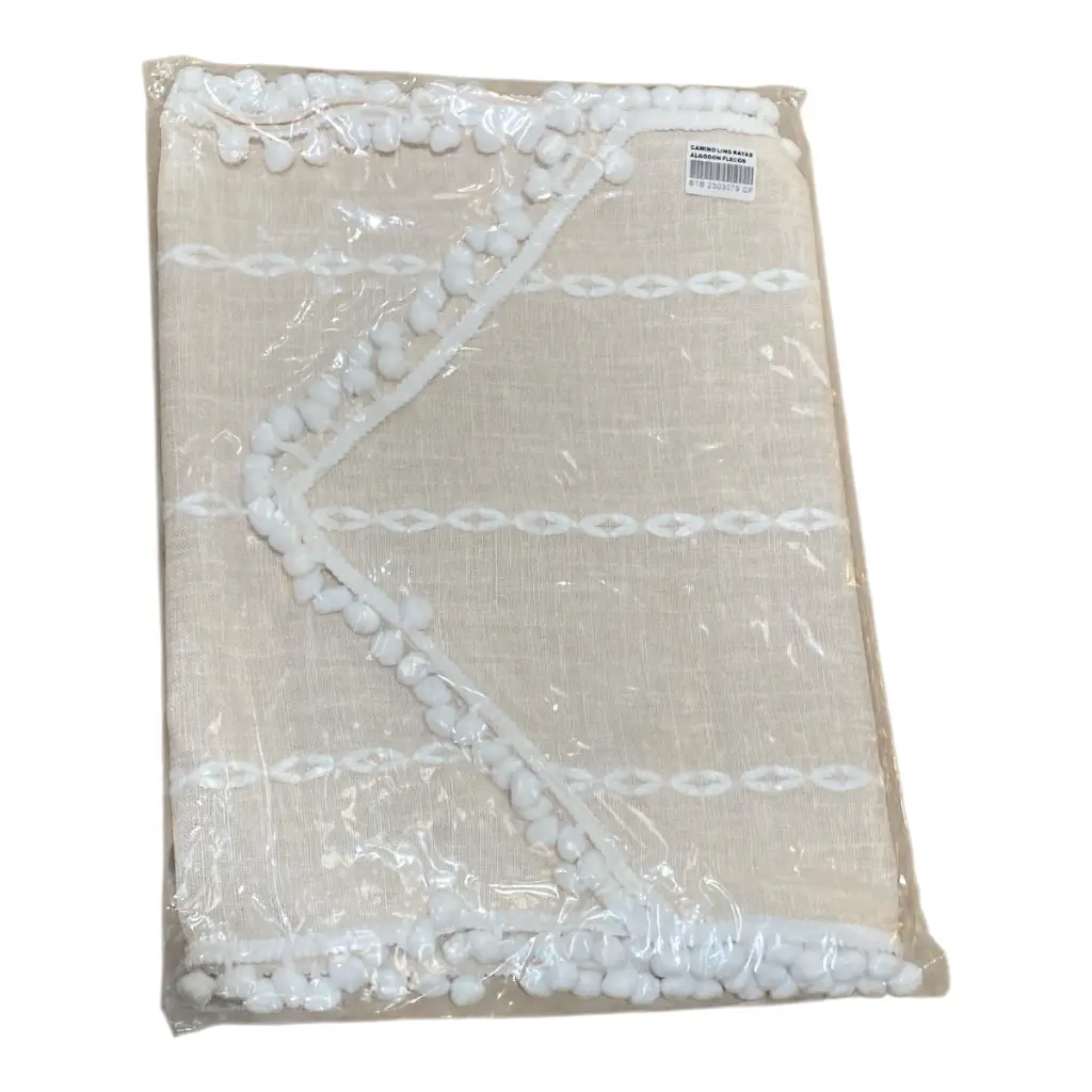 CAMINO DE MESA LINO RAYAS ALGODON FLECOS 40X180CM