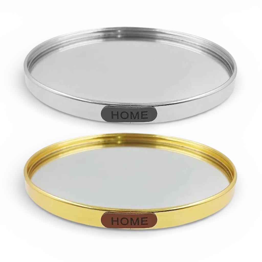 BANDEJA DE ALUMINIO DOS COLORES CON ESPEJO Ø20CM  