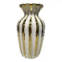 FLORERO DE PORCELANA DORADO/BLANCO 14X14X25CM