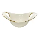 FLORERO DE PORCELANA BLANCO FILO DORADO 24.5X18.5X9CM