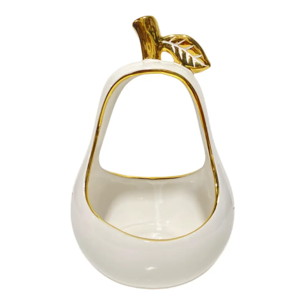 PERA DE PORCELANA BLANCA/DORADO 16X17X26CM