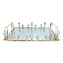 BANDEJA BASE DE ESPEJO DORADA/CRISTALES 35X25X8CM