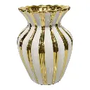 FLORERO DE PORCELANA DORADO/BLANCO 13X18CM