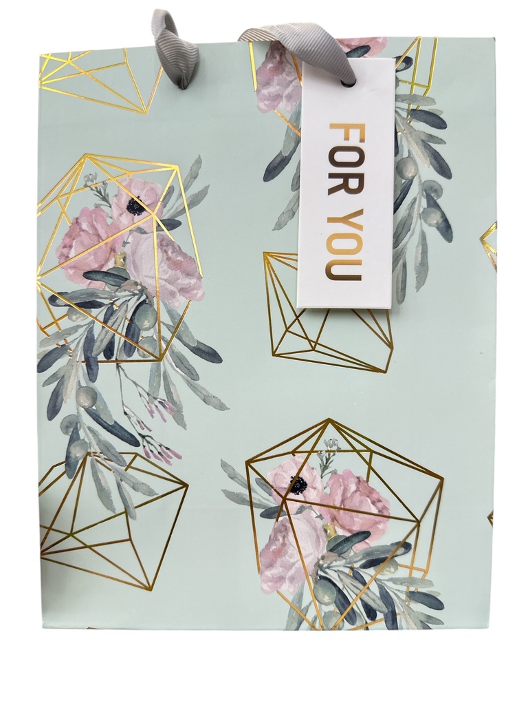 FUNDA DE REGALO VERDE FLORAL 18X23CM