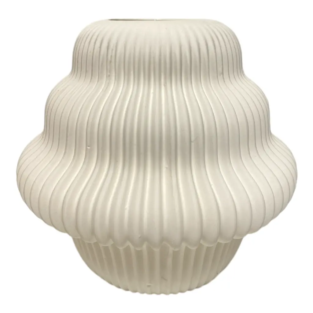 FLORERO DE PORCELANA CON TEXTURA BLANCO 16X16X16CM