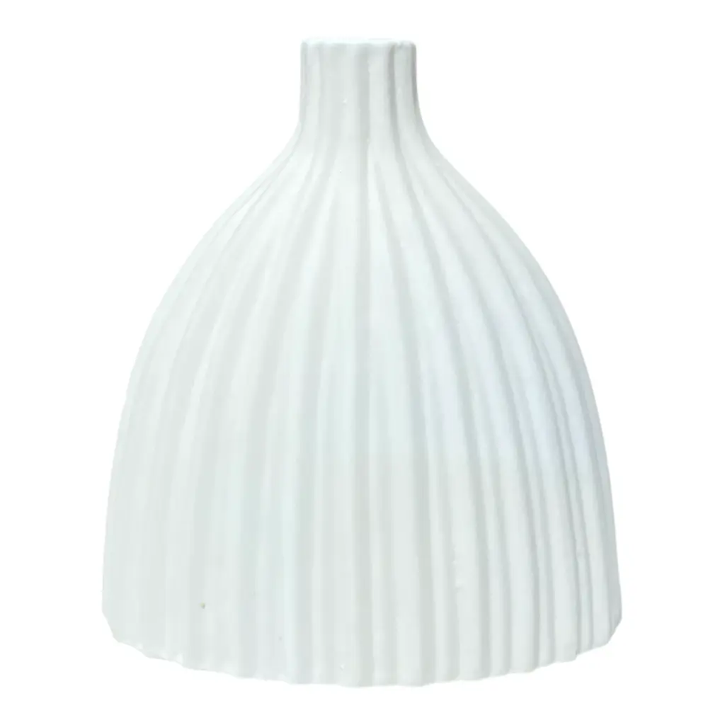 Florero de porcelana, líneas blancas 17x9x20cm