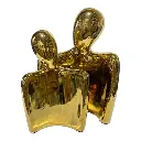 PAREJA ABSTRACTA PORCELANA DORADA 14X7X21CM, 20X11X26CM