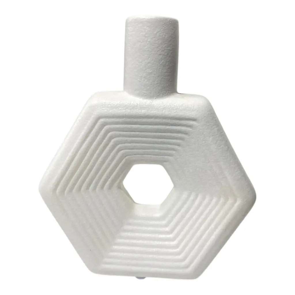 FLORERO DE CERAMICA BLANCO 17X5X20CM