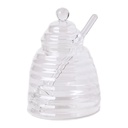 FRASCO PARA MIEL DE VIDRIO CON TAPA Y MIELERO 14X19CM