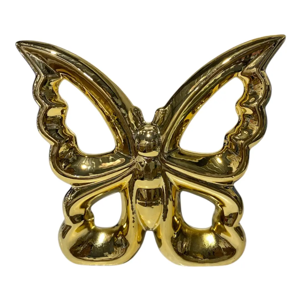 MARIPOSA DE PORCELANA DORADA 17.5X3.5X15.5CM