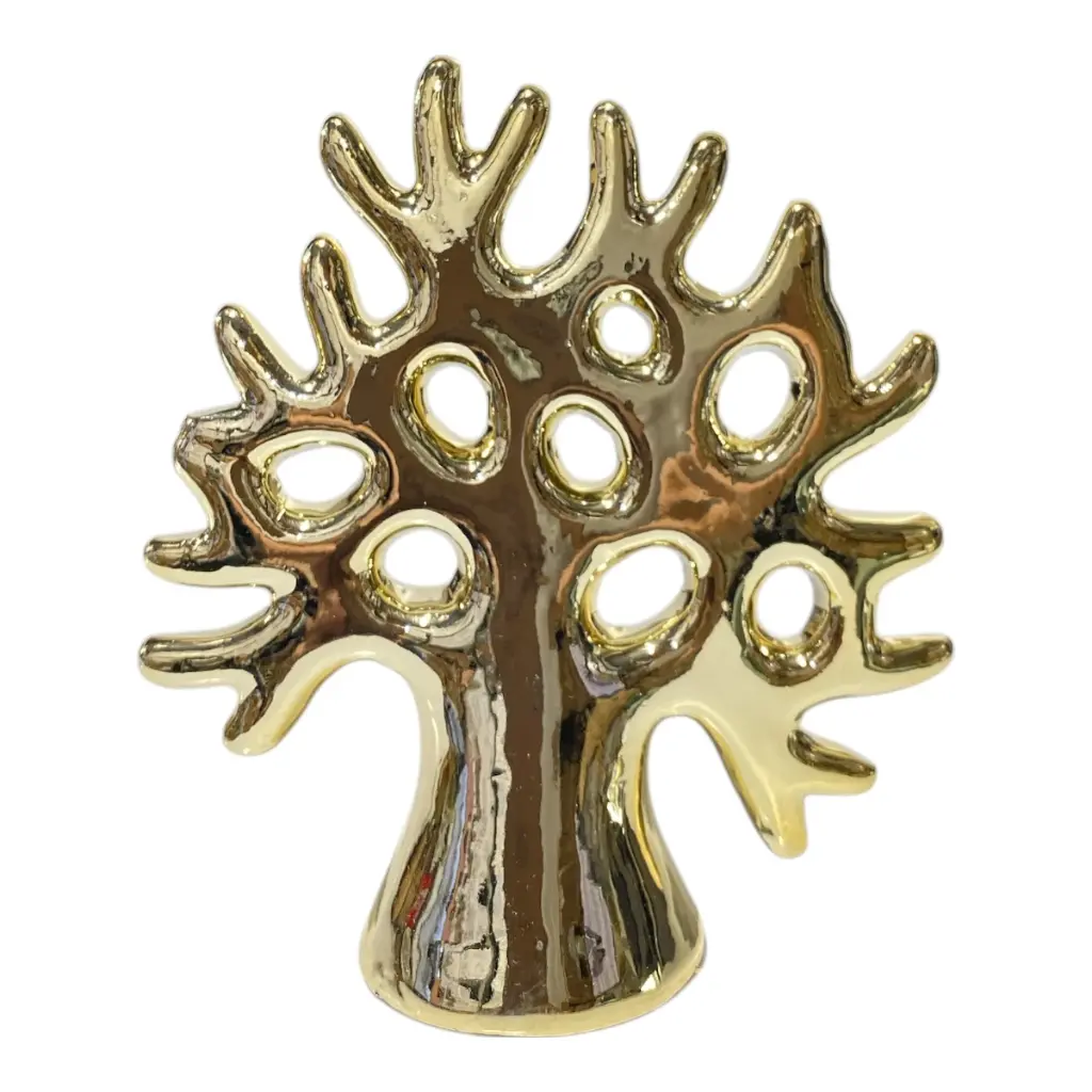 ARBOL DE LA VIDA PORCELANA DORADO 9X4.5X10CM