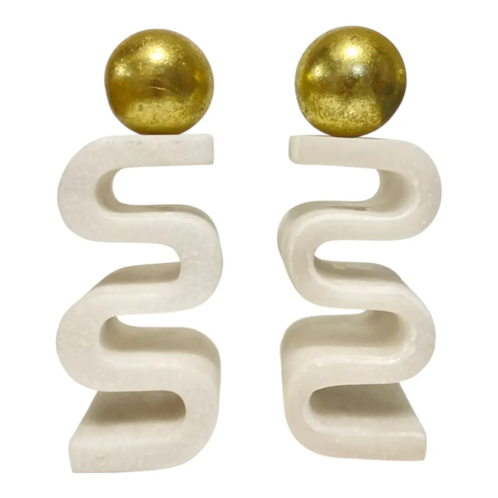 FIGURA ABSTRACTA DECOR PIEDRA DE CUARZO/DORADO SETX2 8X6X23CM