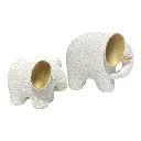ELEFANTES POLIRESINA BLANCO CON TEXTURA 20X14X18CM Y 15X11X12CM