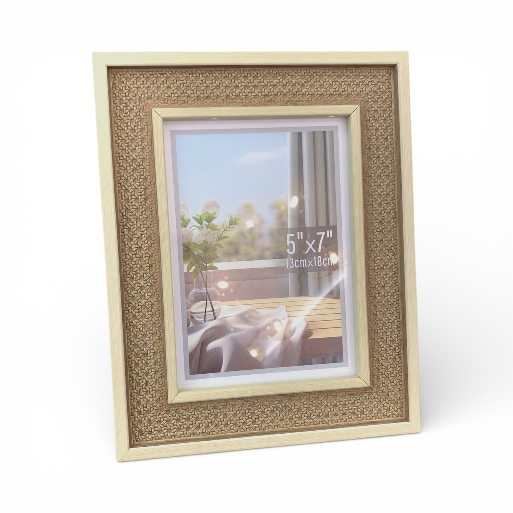 PORTARETRATO MADERA ESTILO BORDADO 13X18CM 5X7" DIM:19X24CM YY9364-2