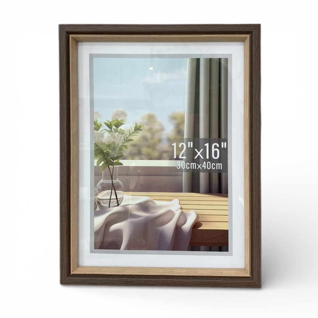 PORTARETRATO MADERA DOBLE BORDE CAFÉ BEIGE 30X40CM 12X16" DIM:34X44CM YY9365-6