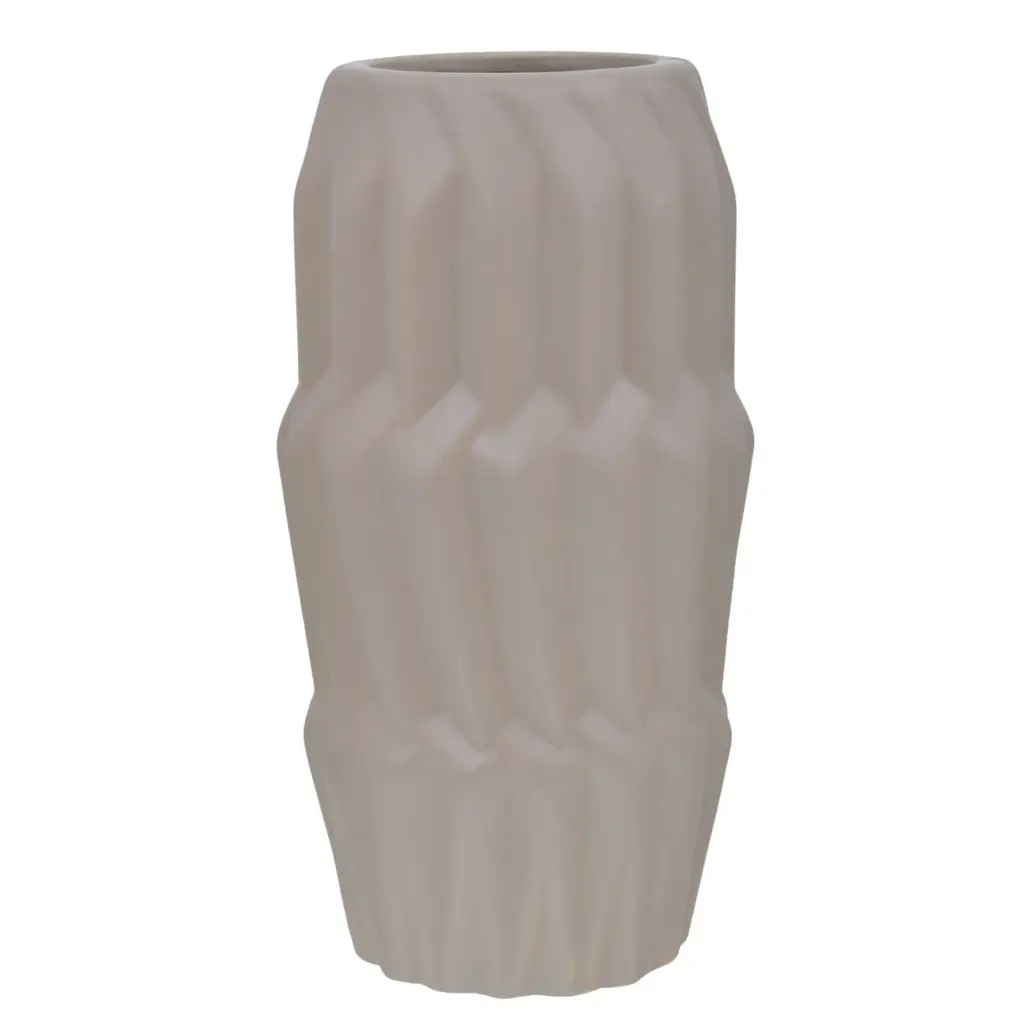 FLORERO DE CERAMICA TONO ARENA REF:HM0893 12X25CM