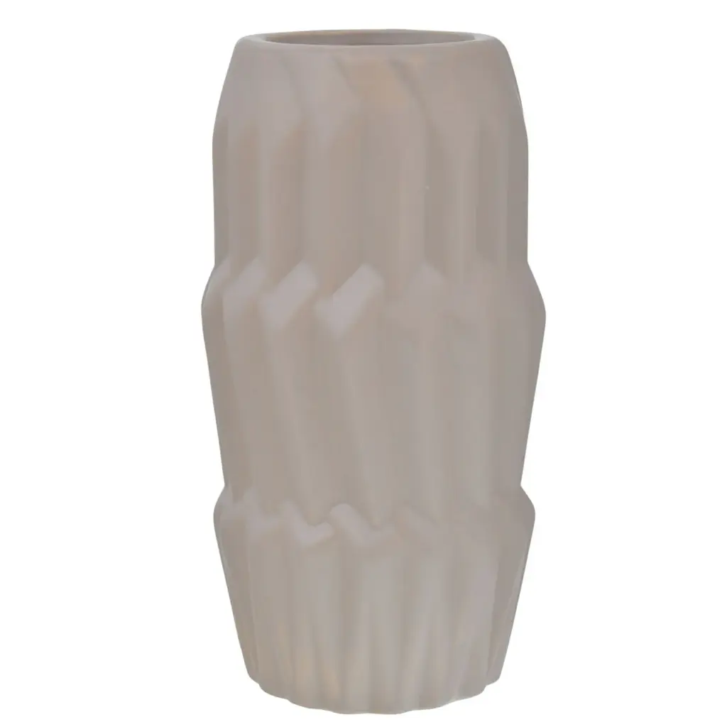 FLORERO DE CERAMICA TONO ARENA REF:HM0892 12X21CM 