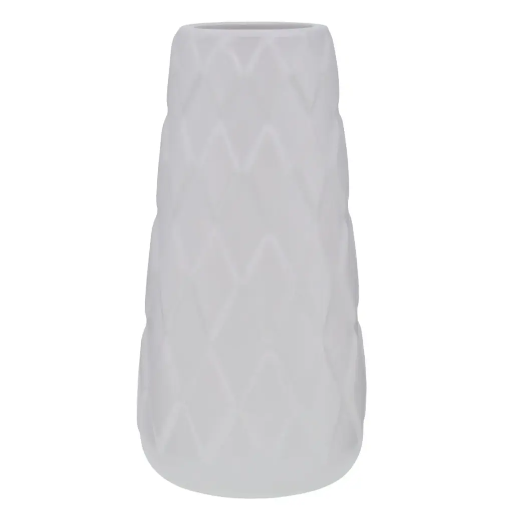 FLORERO DE CERAMICA BLANCO ROMBOS REF:HM0889 10X22CM