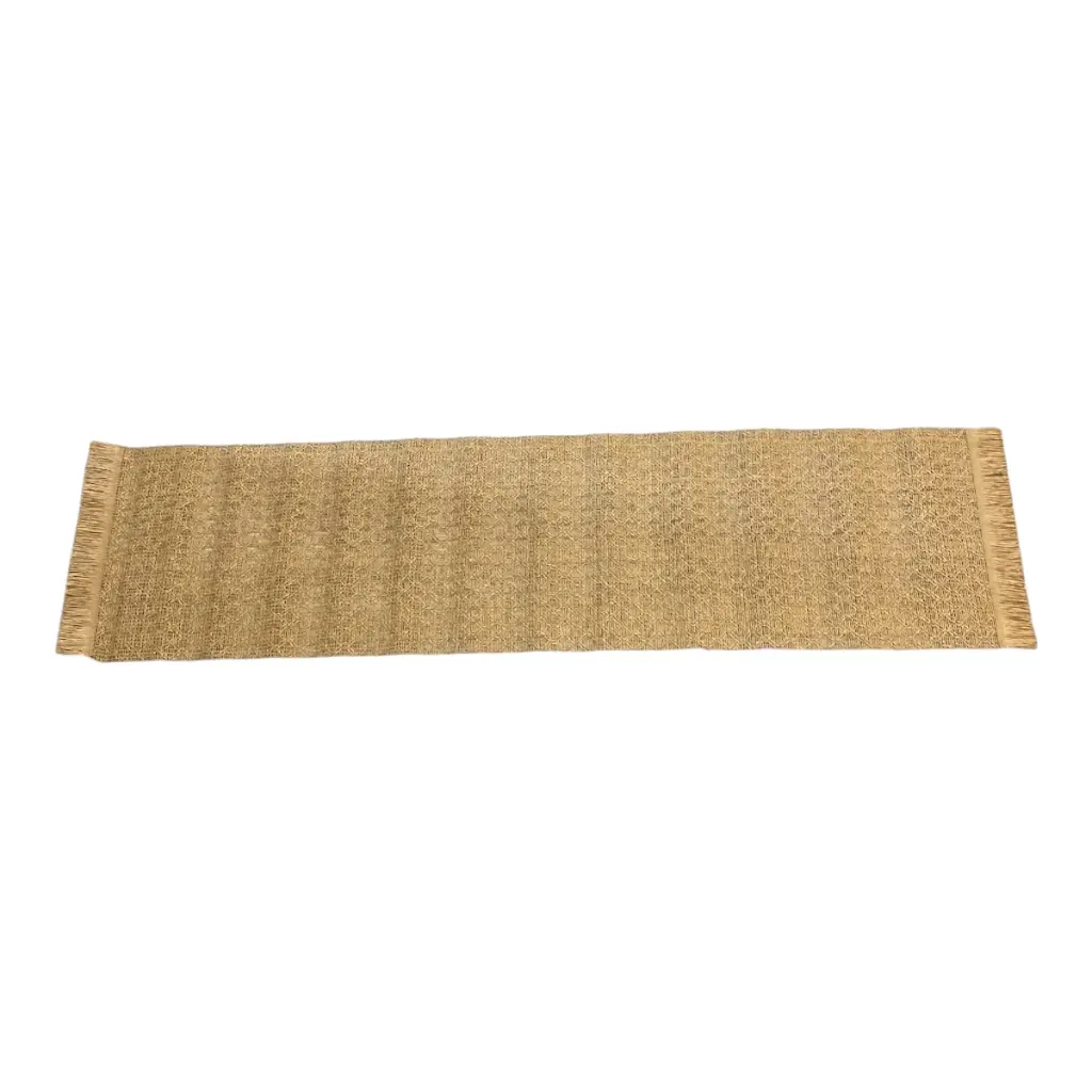 CAMINO DE MESA CAQUI TEJIDO YUTE RUSTICO 120X30.5CM
