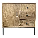 MUEBLE DE MADERA ESTANTE CONSOLA, PATAS Y BASE METALICAS 80X40X81CM