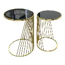 MESA METALICA DORADA BASE DE ESPEJO NEGRO SETX2 PZS. 38X56CM, 33X51CM