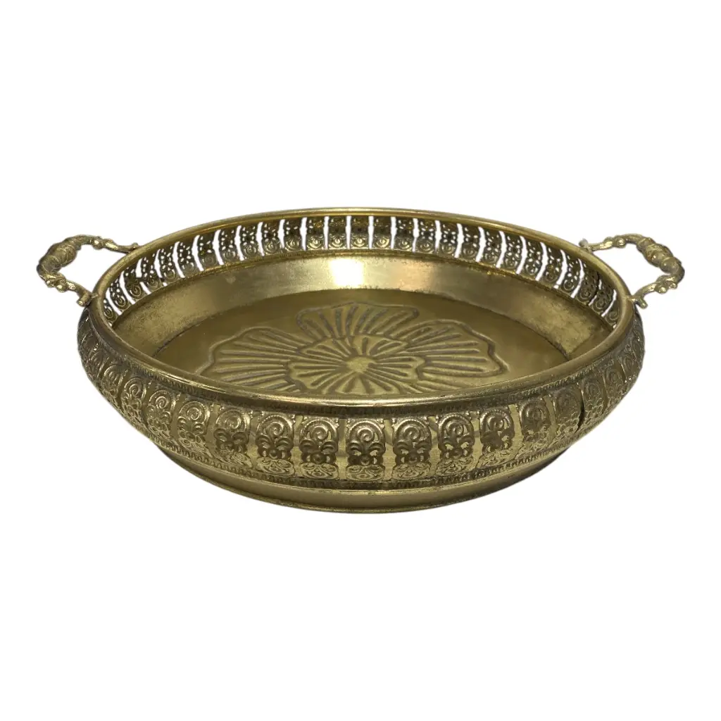 BANDEJA METALICA ENVEJECIDA DORADA 37X10CM 