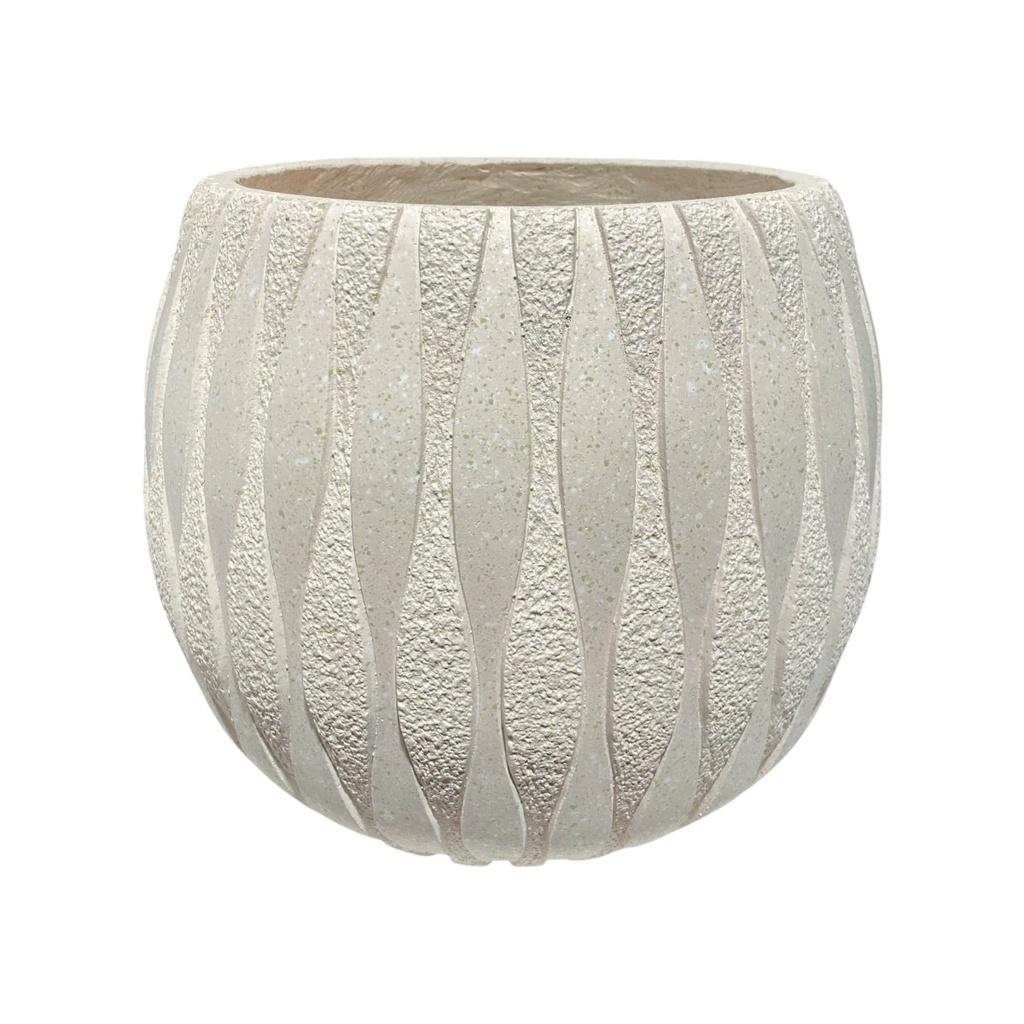 MACETA CERAMICA/FIBRA BEIGE CON TEXTURA 25X22CM  