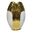 FLORERO DE PORCELANA DORADO/BLANCO 23X8X35CM