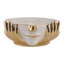 BANDEJA CENTRO DE MESA PORCELANA DORADO/BLANCO ROSTRO 24X25X11CM