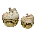 URNA EN FORMA MANZANA DE PORCELANA SET X2 PZS. Ø15X16CM, Ø10X12CM 