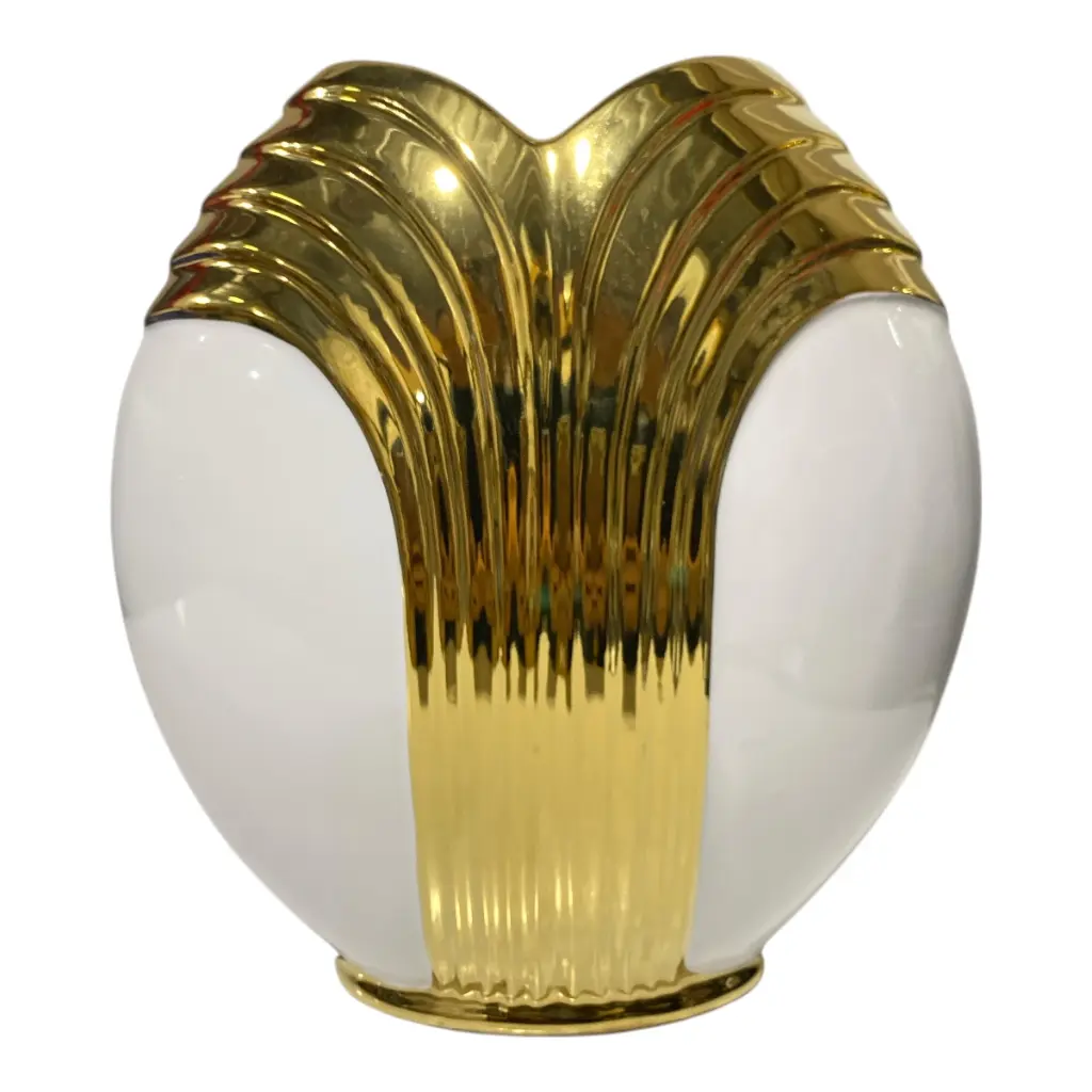 FLORERO PORCELANA DORADO/BLANCO 23X10X26CM