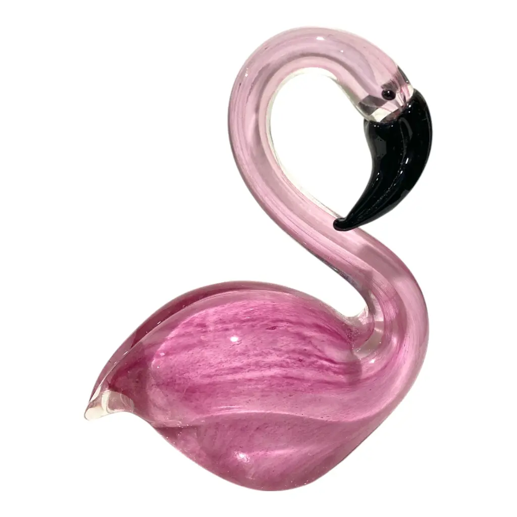 FLAMINGO DE VIDRIO TIPO MURANO 12X6X16CM