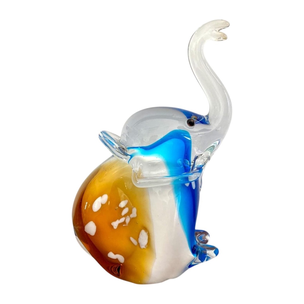 ELEFANTE DE VIDRIO TIPO MURANO 10X7X17CM